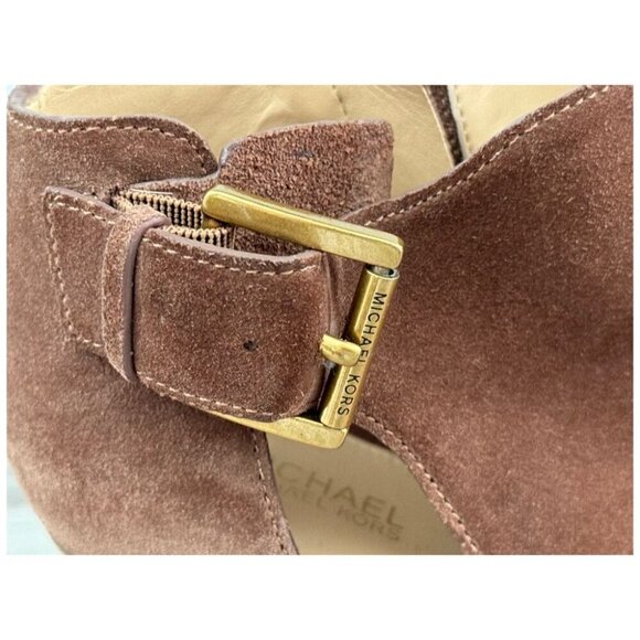 MICHAEL Michael Kors Adams Cutout Buckle Booties in Brown Tan Size 9.5M - Picture 7 of 14